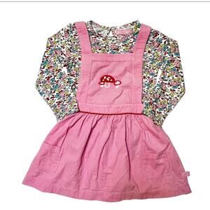 Little Bird Mushroom Floral Corduroy Pinnie Outfit Size 2/3